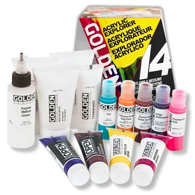 Golden Explorer Acrylic & Mediums 14 Set - Click Image to Close